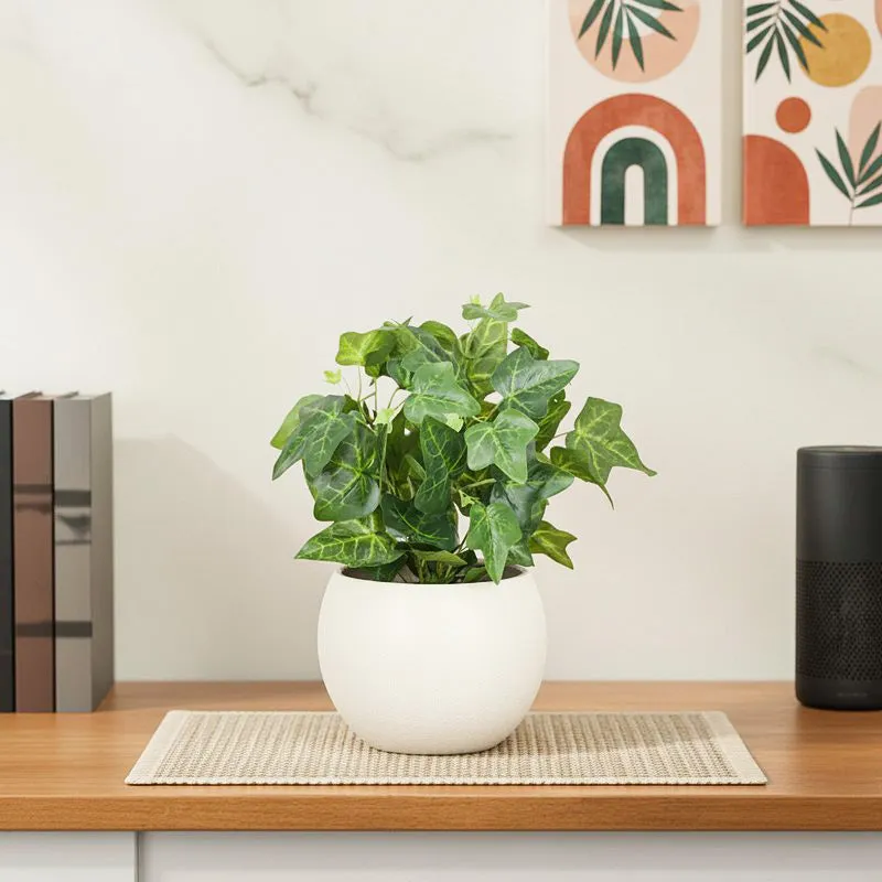 Artificial Plant With Black Fiber Pot - 1 Feet media 1