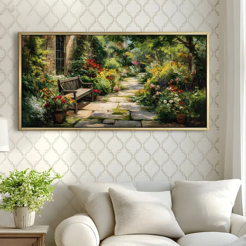 Garden Walk Canvas Wall Painting With Frame media 4