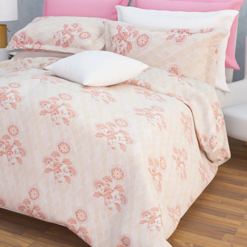 Marigold Fields Cotton Bedsheet (Peach) - 144 TC media 6
