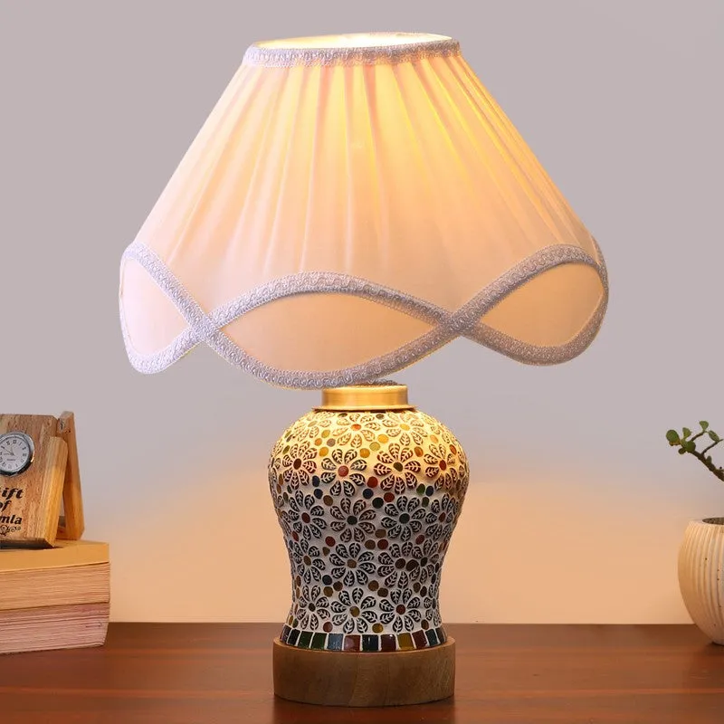 Santora Arc Pleated Wooden Table Lamp media 2