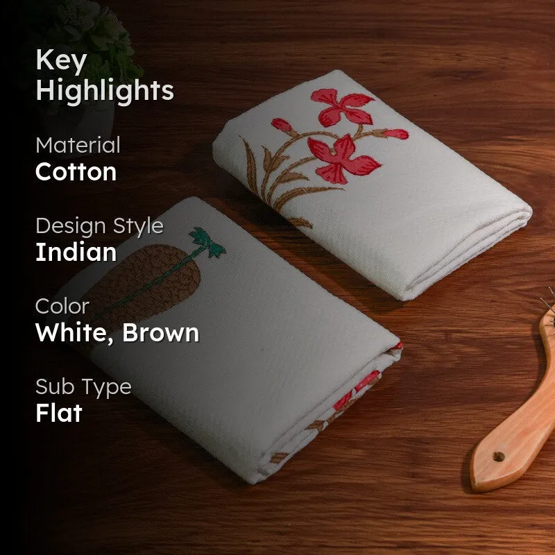 Tropical Bloom Cotton Hand Towel (Brown) - Set Of Two media 2