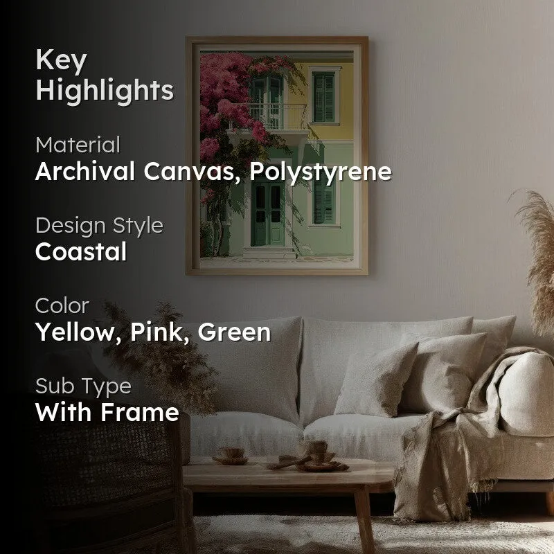 Noontide Neon Canvas Wall Painting - Brown Frame media 2