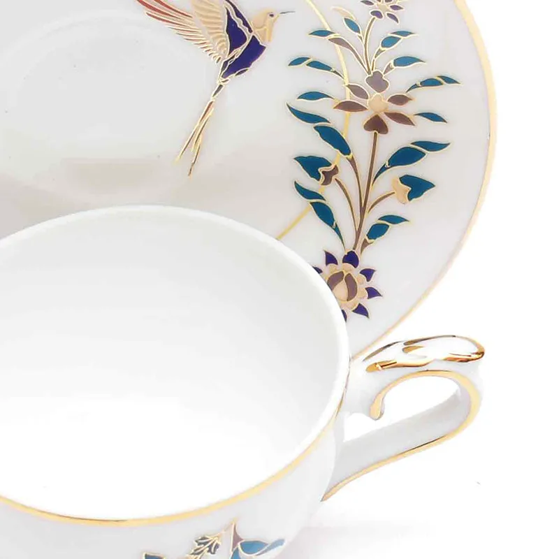 Gilded Shahi 24k Gold Brushed Porcelain Tea Cup & Saucer (280 mL) - Set of Six media 5