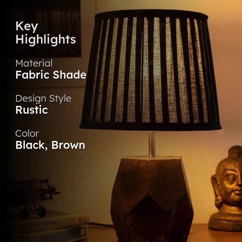 Illeana Pleated Hexa Dome Fabric Table Lamp - Black,Brown media 2