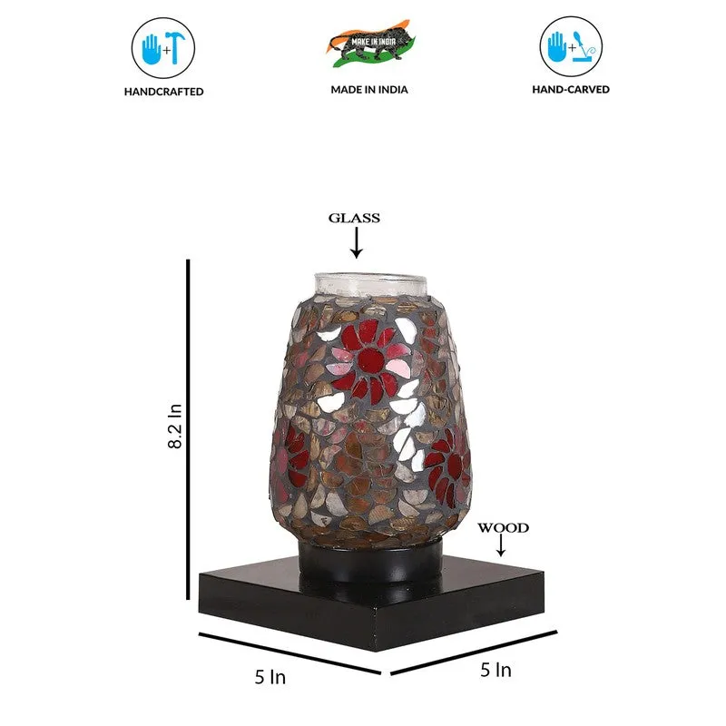 Glassira Mosaic Glass Table Lamp With Wooden Base - Multicolor media 9