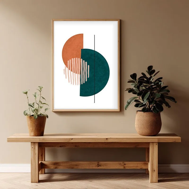 Linear Phase Canvas Wall Painting With Brown Frame media 1