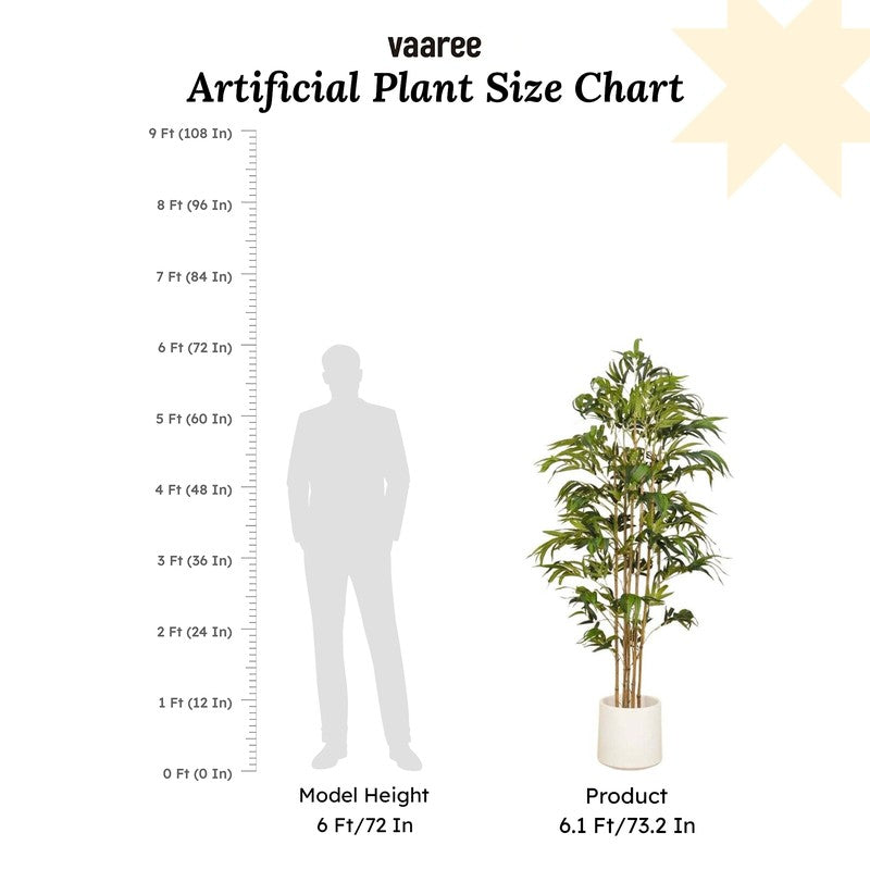 Artificial Bamboo Plant With Fiber White Pot - 6 Feet media 9