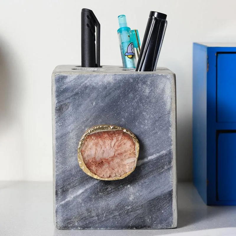 Neiro Marble & Agate Stationary Holder - Brown media 3