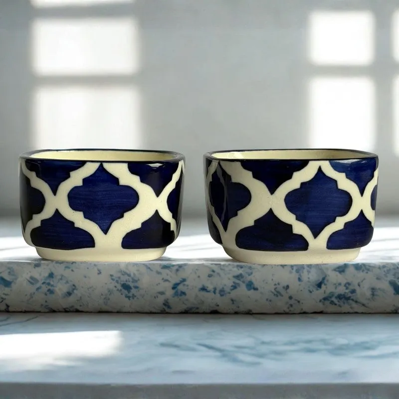 lanix Ceramic Dip Bowls (Blue,White ,50 mL Each) - Set Of Two media 4