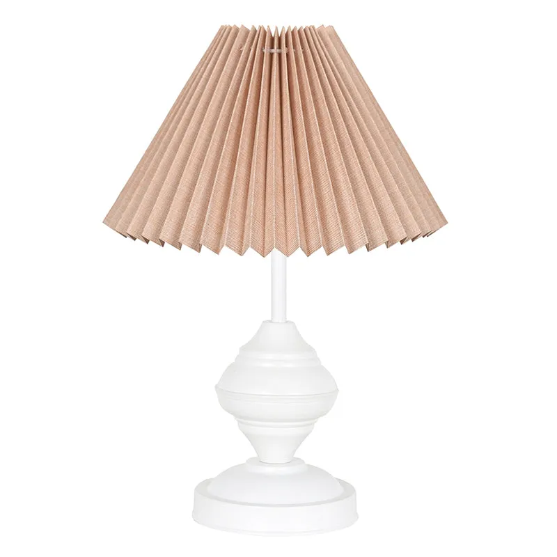 French Pleat Orbin Metal Table Lamp - Beige,White media 3