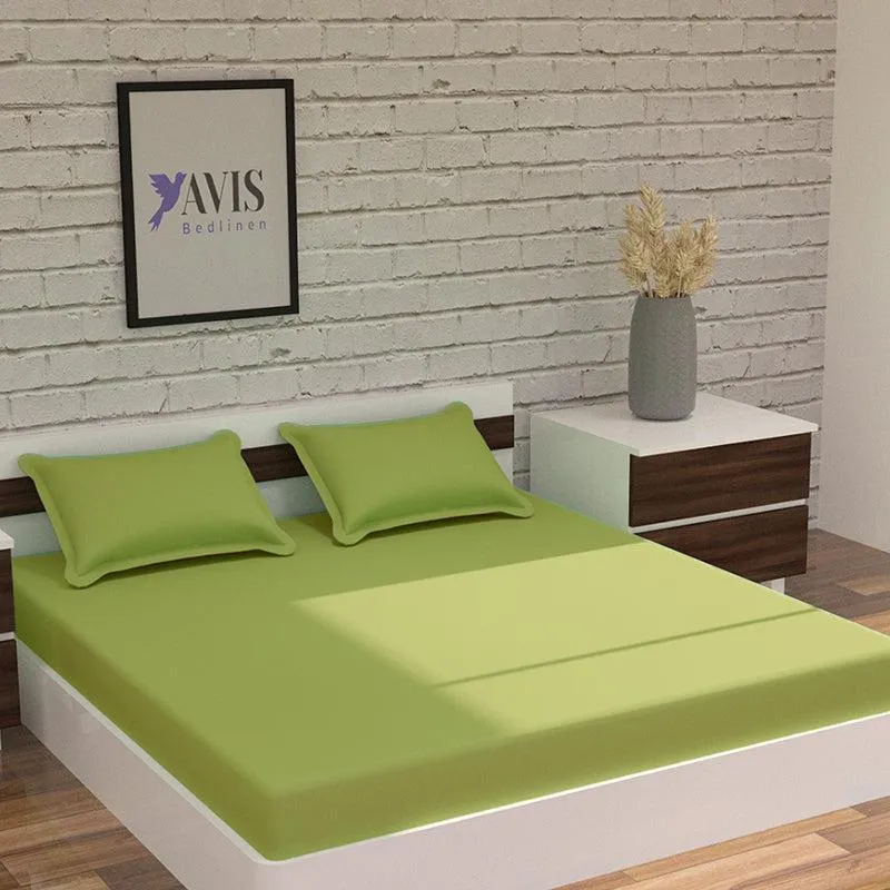 Moonweave Solid Cotton Bedsheet (Muted Green) - 400 TC media 3