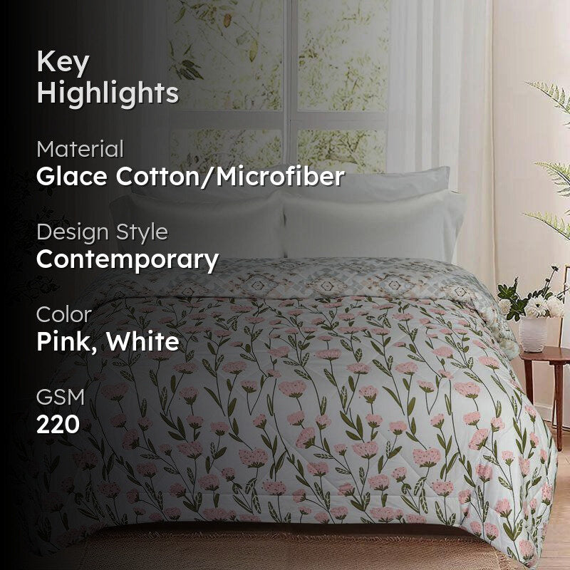 Adelle Floral Reversible Microfiber Comforter - 220 GSM media 2
