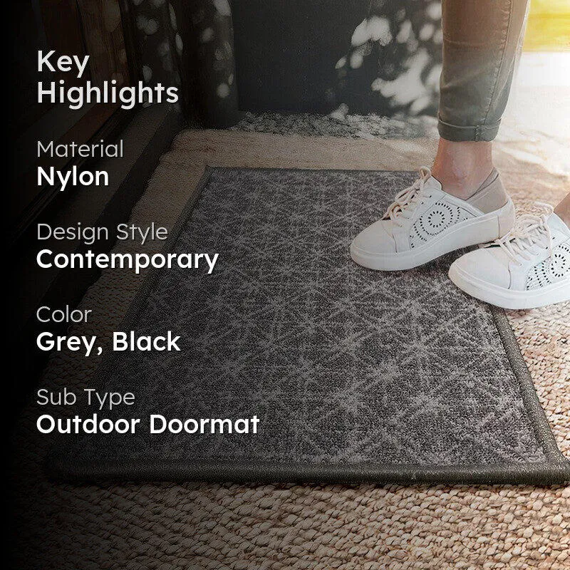 Aster Abstract Nylon Door Mats - Black,Grey media 2