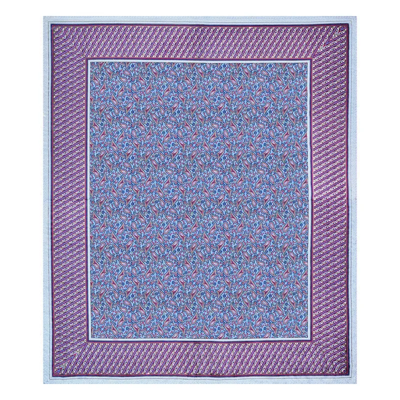 FloralNest Cotton Bedsheet (Blue) - 144 TC media 4