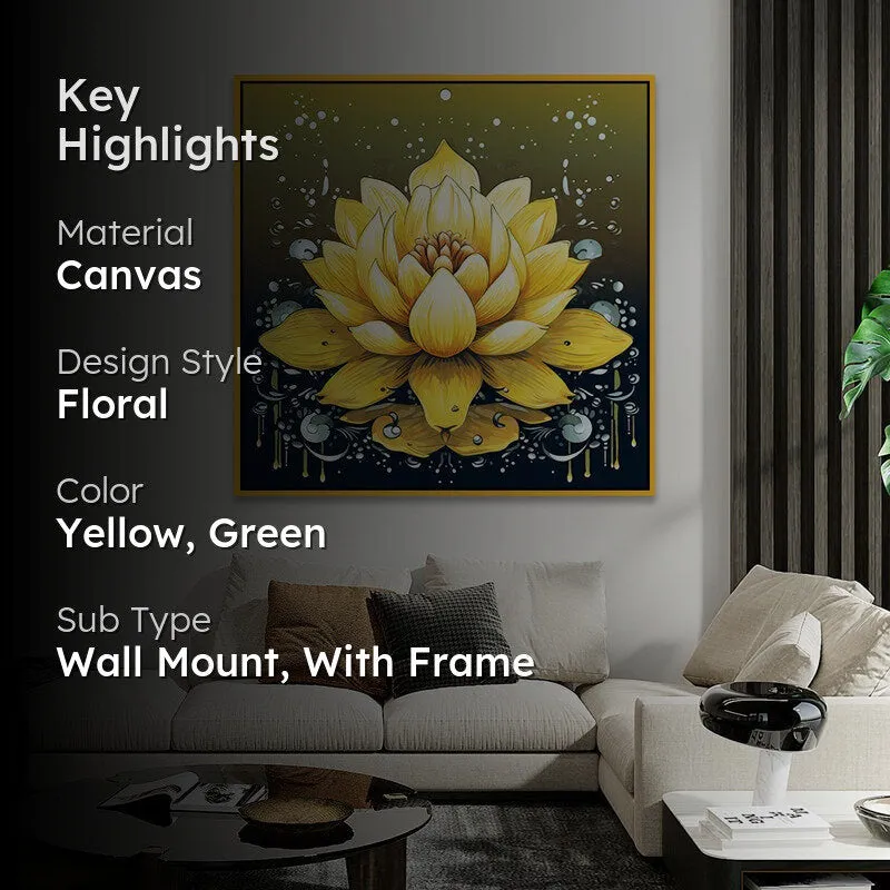 Aurum Lotus Canvas Wall Art With Frame media 2