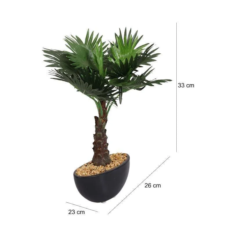 Faux Bismarkia Bonsai In Bowl Pot - 33 cms media 4