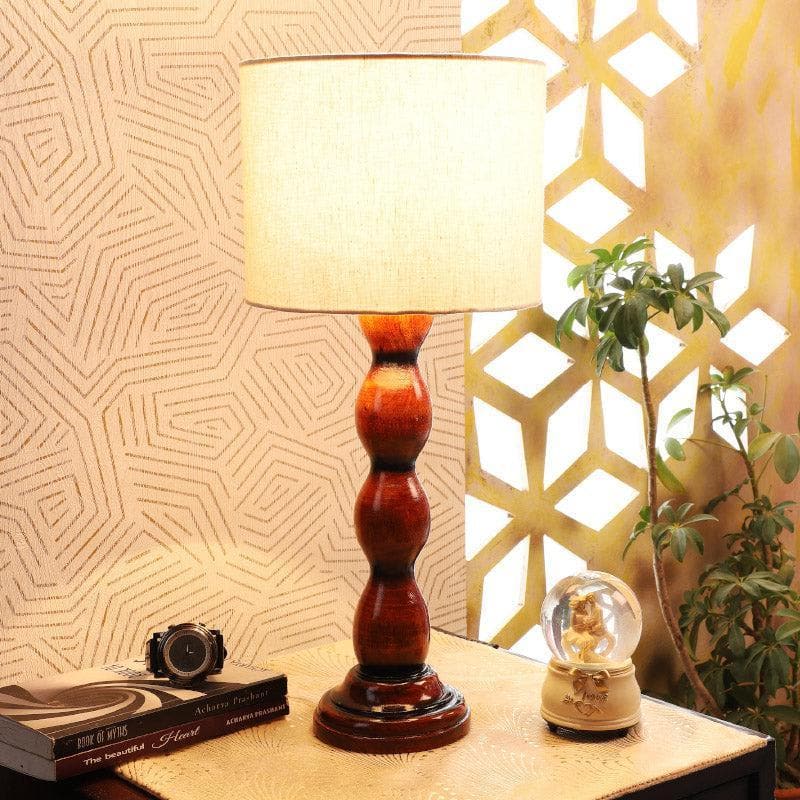 Callena Winde Fabric Table Lamp - White,Brown