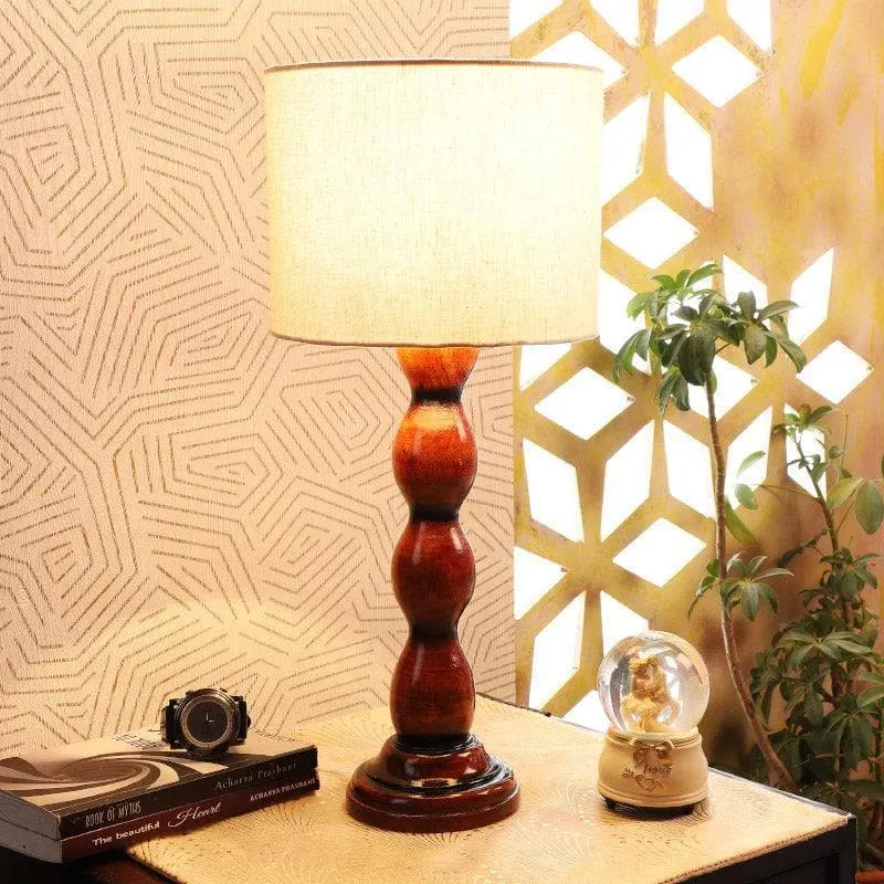 Callena Winde Fabric Table Lamp - White,Brown media 1