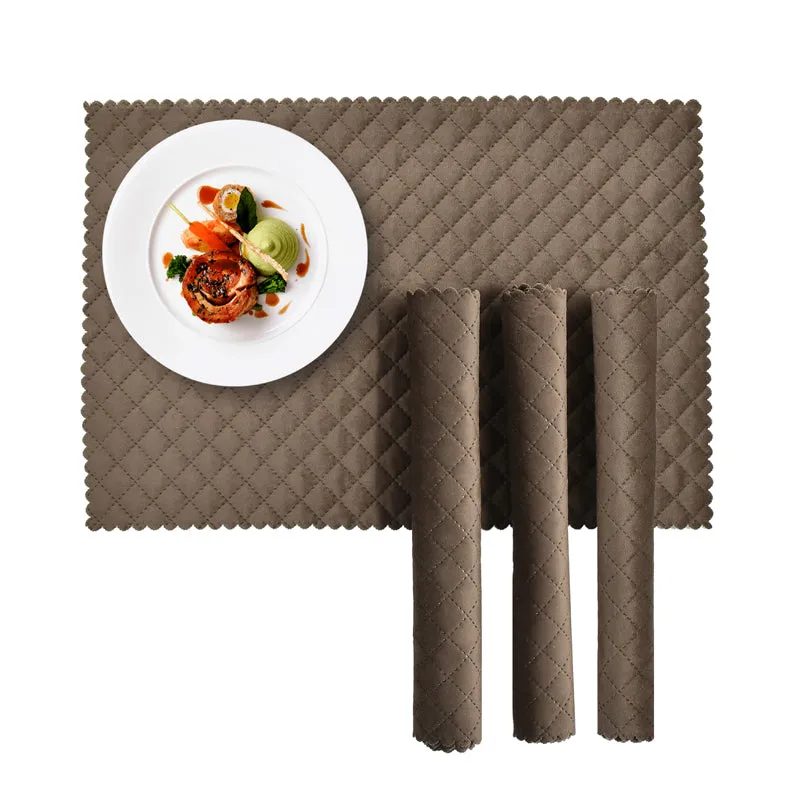 Osric Velvet Quilted Placemat (Brown) - Set Of Six media 1