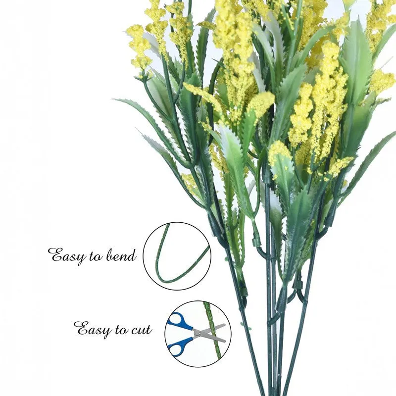 Bloom Aura (Yellow) Designer Artificial Flowers for Home - Set Of Two media 5