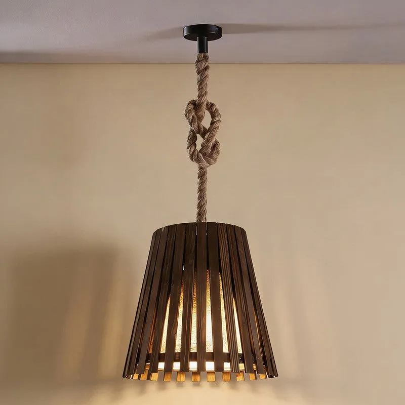 ConicalCage Wooden Ceiling Lamp - Brown media 5