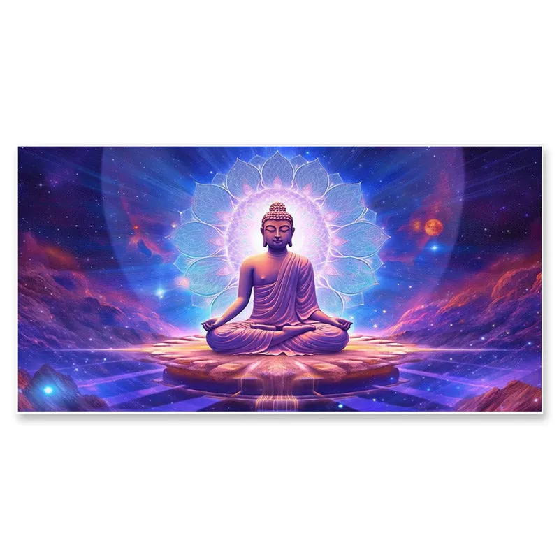 Blue Divine Buddha Canvas Wall Painting With Frame media 5