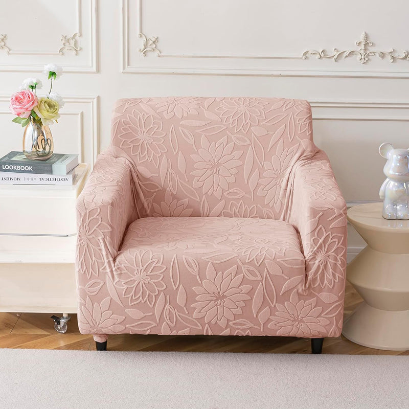 Armor Jacquard Floral Polyester Sofa Cover - Pink media 3