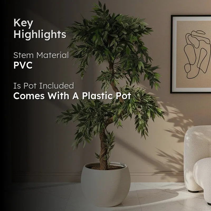 Faux Realtouch Green Eucalyptus Tree With Black Plastic Pot - 5.9 Feet media 2