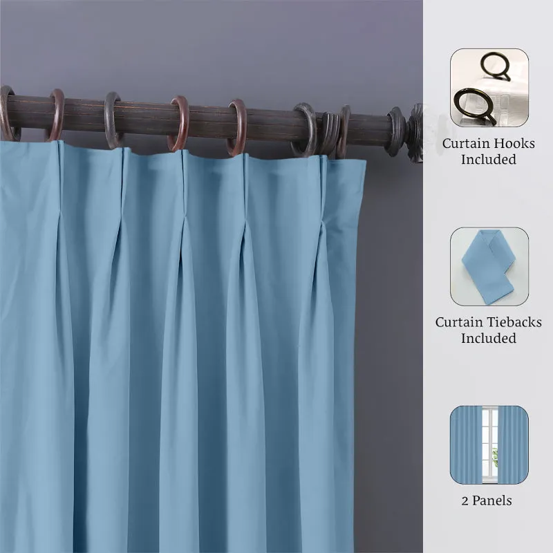 Imora Double Pinch Pleat Medium Width Curtain - Sky Blue media 9