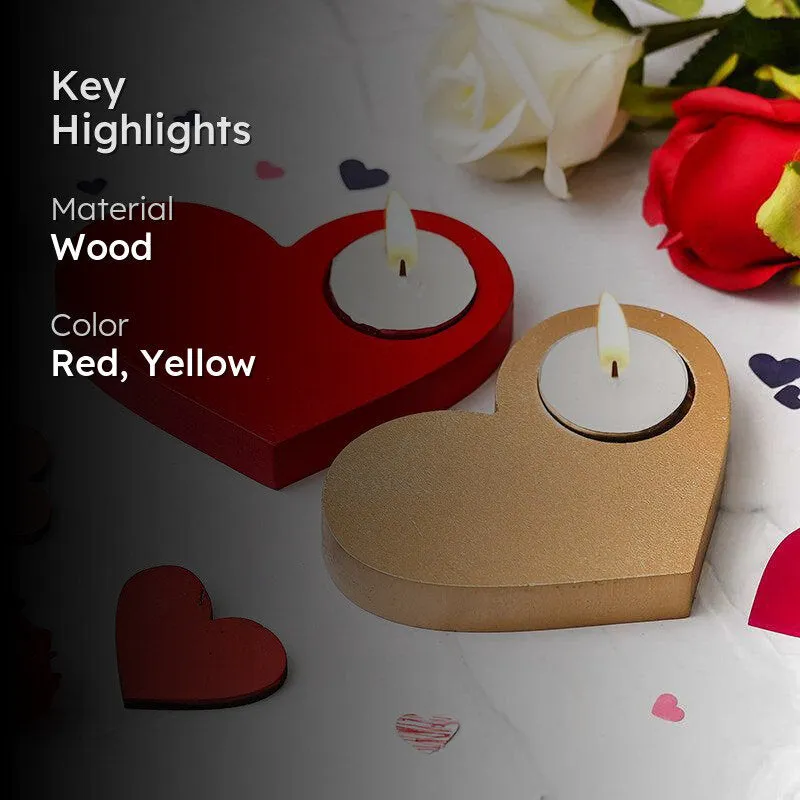 Heart & Flame Wood Tea Light Holder - Set Of Two media 2
