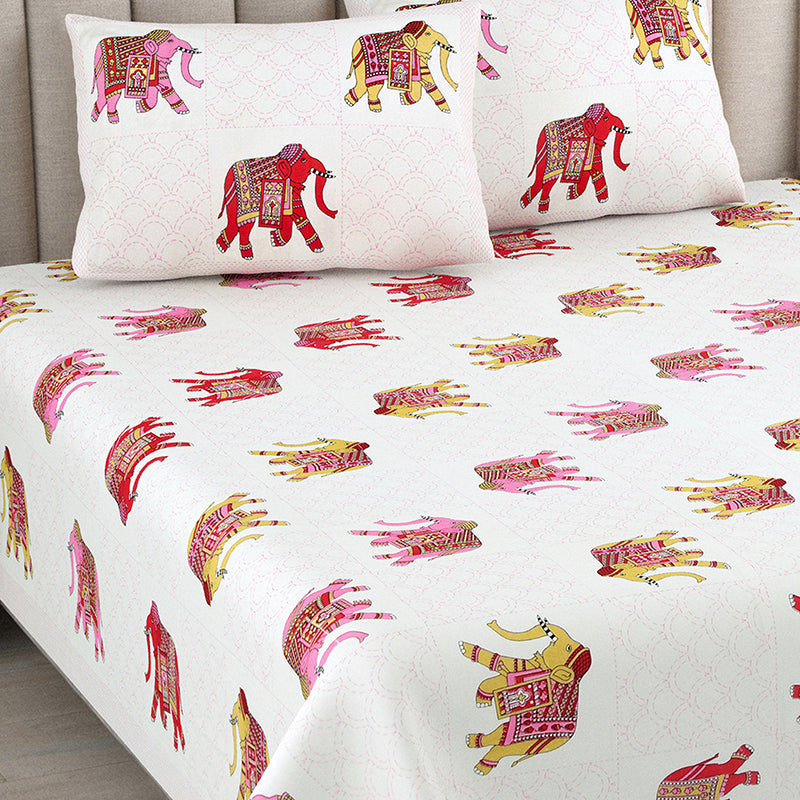 Champa Cotton Bedsheet (Red) - 180 TC image 3