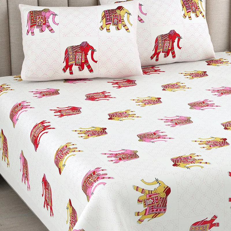 Champa Cotton Bedsheet (Red) - 180 TC media 3