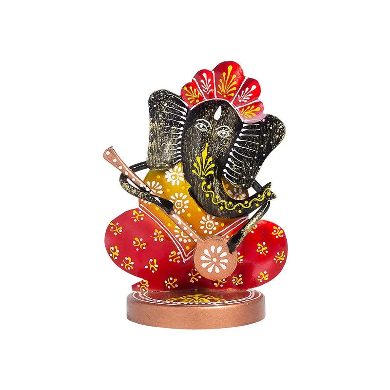Ganesh Playing Ektara Iron Handcrafted Idol media 3