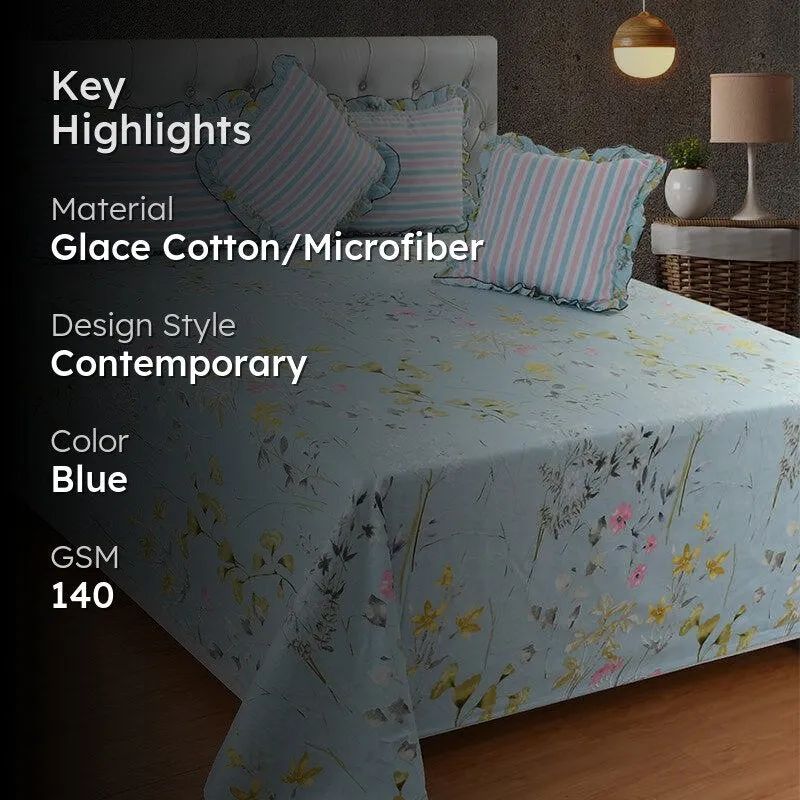 Estofa Frilled Floral Microfiber Bedding Set - Five Piece Set media 2