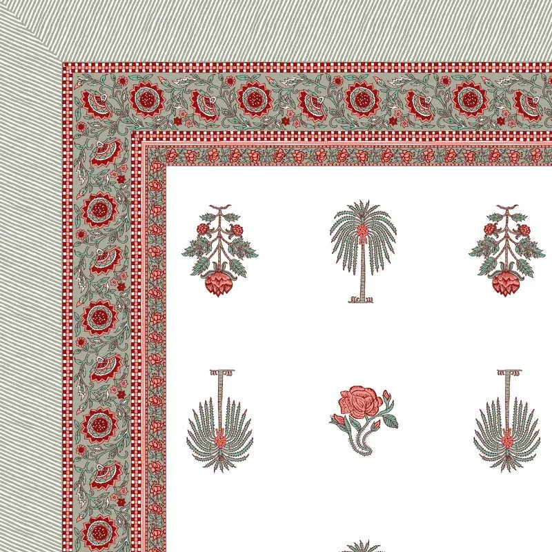 Ethnic Calm Cotton Bedsheet (Rust,White) - 120 TC media 6