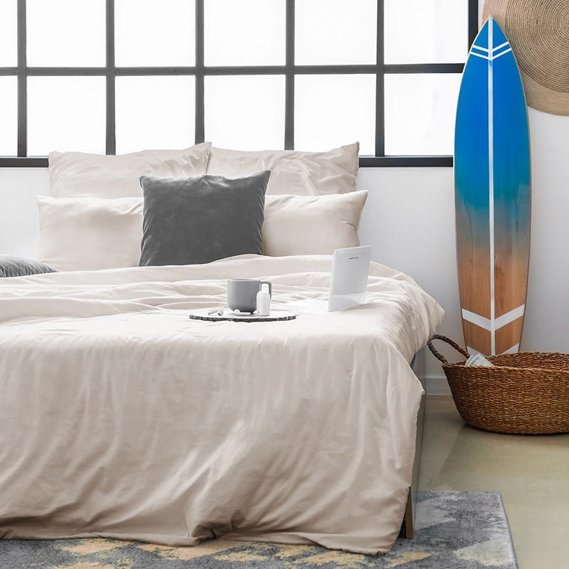 Maison Solid Cotton Bedsheet (Beige) - 200 TC media 3