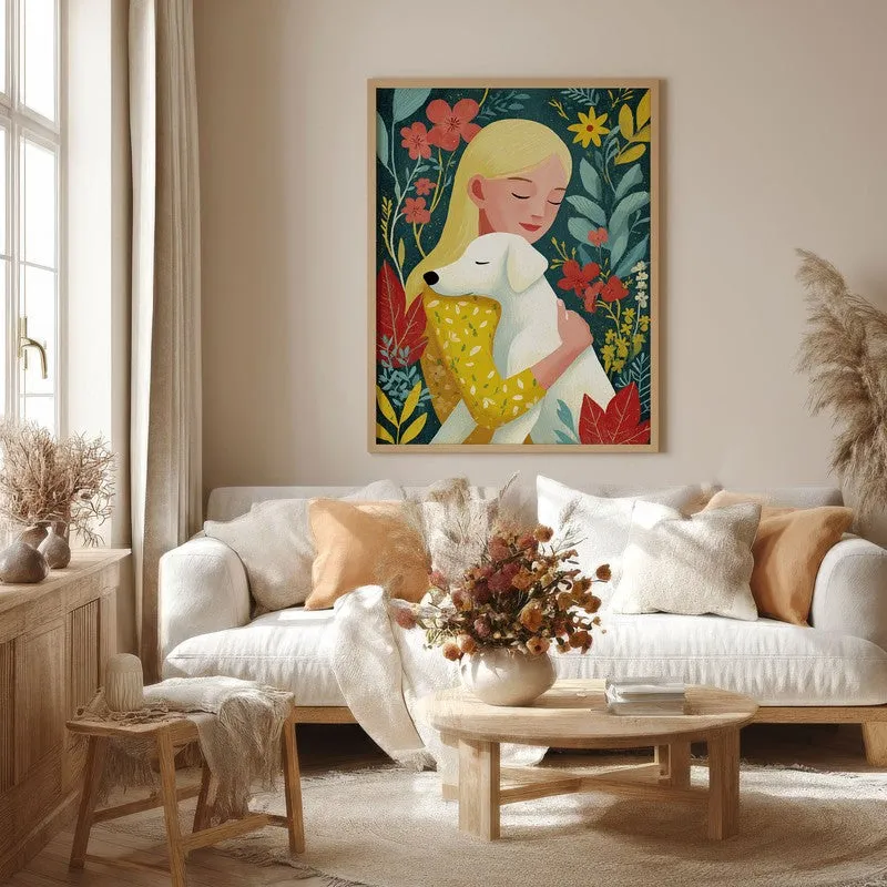 Petals & Paws Canvas Wall Painting - Brown Frame media 4