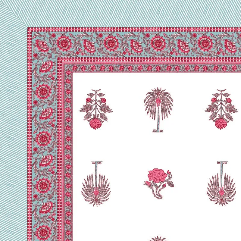 Ethnic Calm Cotton Bedsheet (Pink,White) - 120 TC media 6