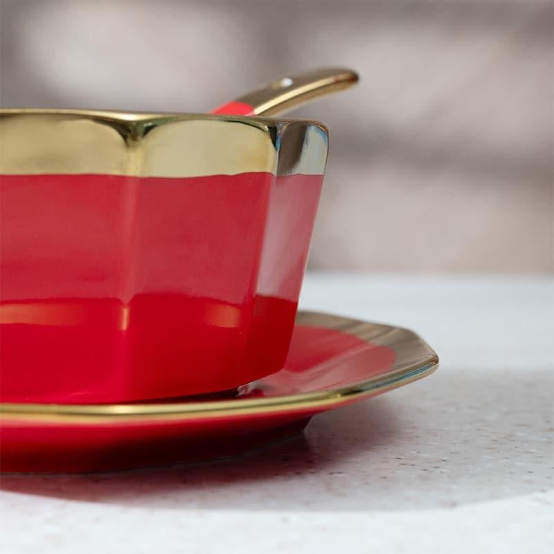Jimo Red Soup Bowl Set (340 ML) - Eighteen Piece Set media 3