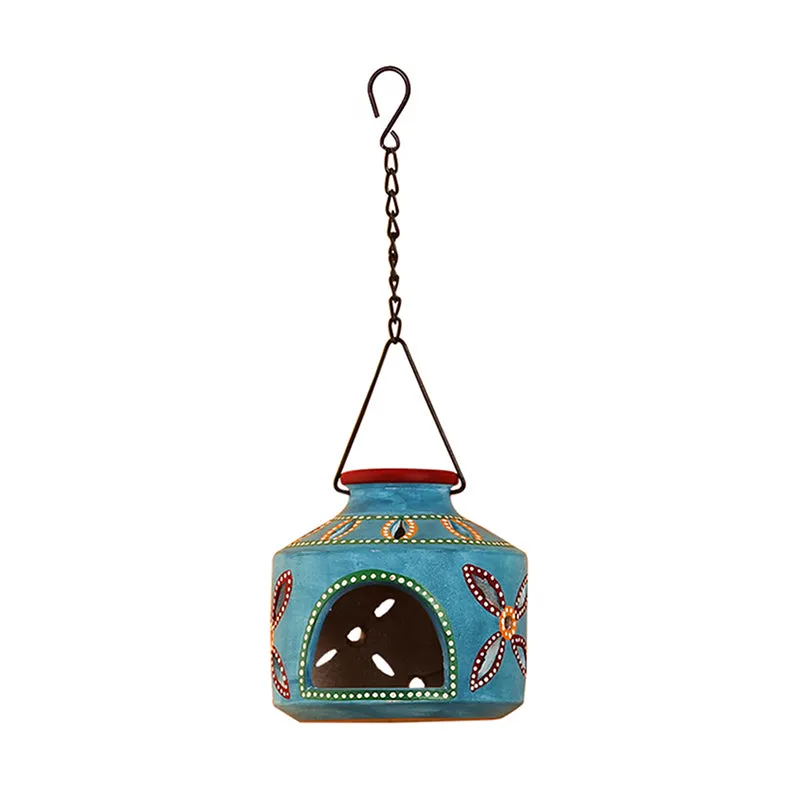Pancha Tatva Terracotta Tea Light Holder - Blue media 4