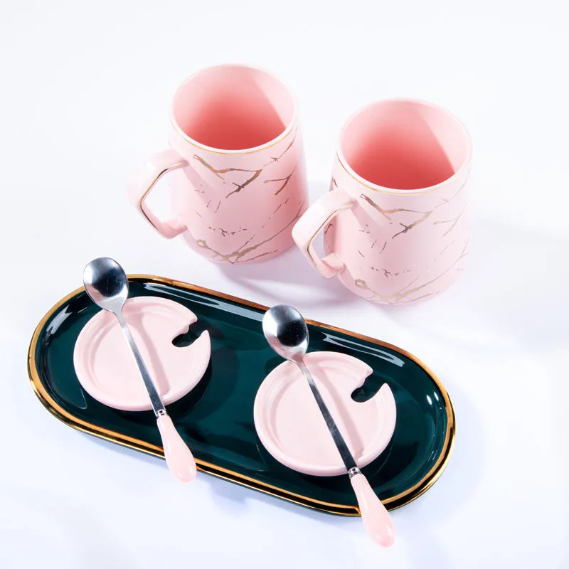 Goldira Glam Pink Mug And Tray (400 ML) - Five Piece Set media 6