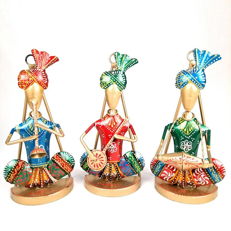 Rajasthani Folk Musician Iron Wall Accents - Set Of Three media 4