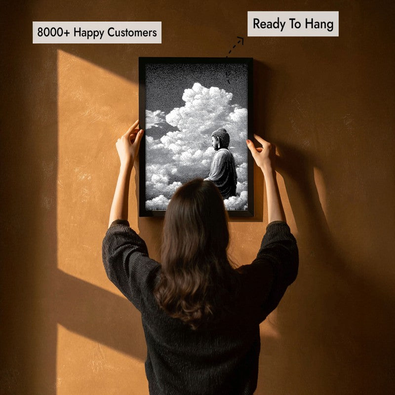 Buddha In Clouded Serenity I Wall Painting With Black Frame media 7