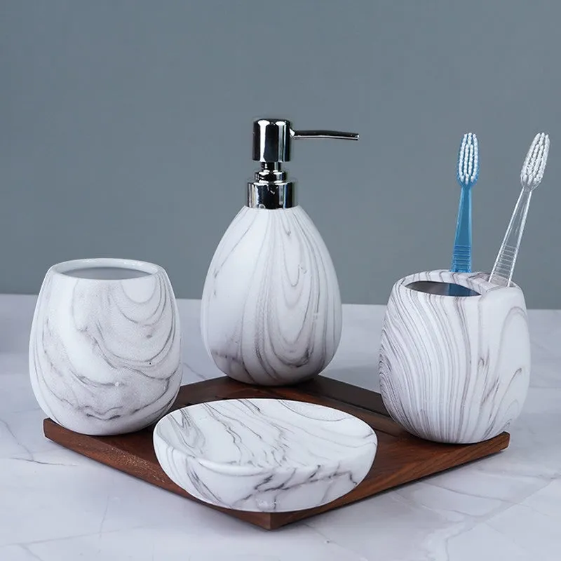 AquaSculpt Ceramic Bathroom Set - Four Piece Set media 3