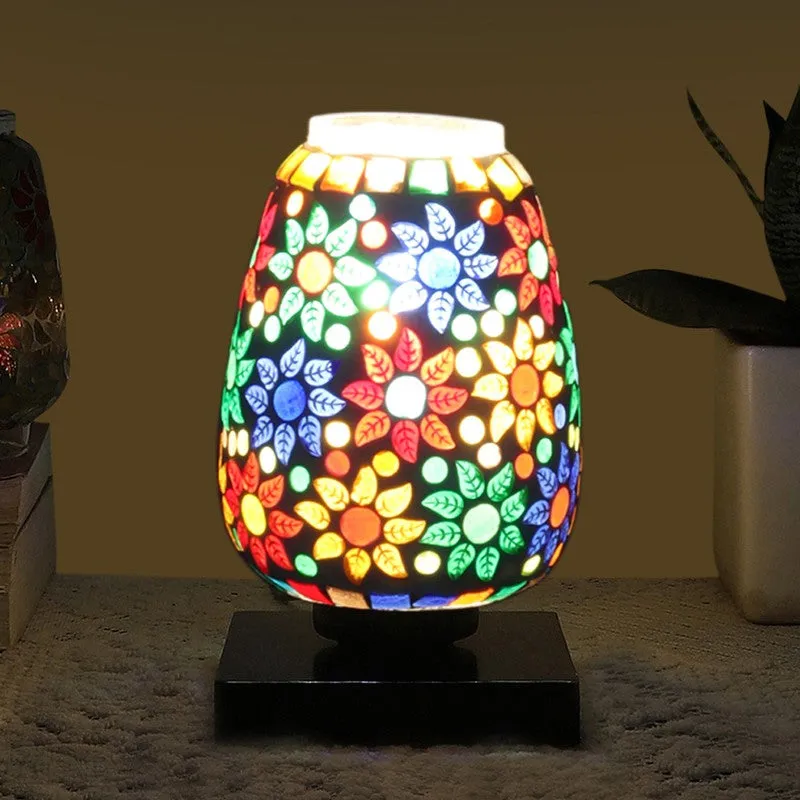 Stelloria Glass Table Lamp With Wooden Base - Multicolor media 1
