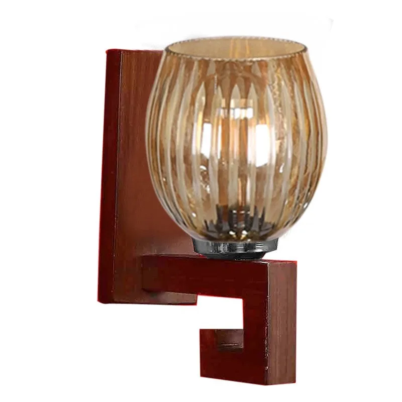 Vintage Glow Walnut Glass Wall Lamp media 6