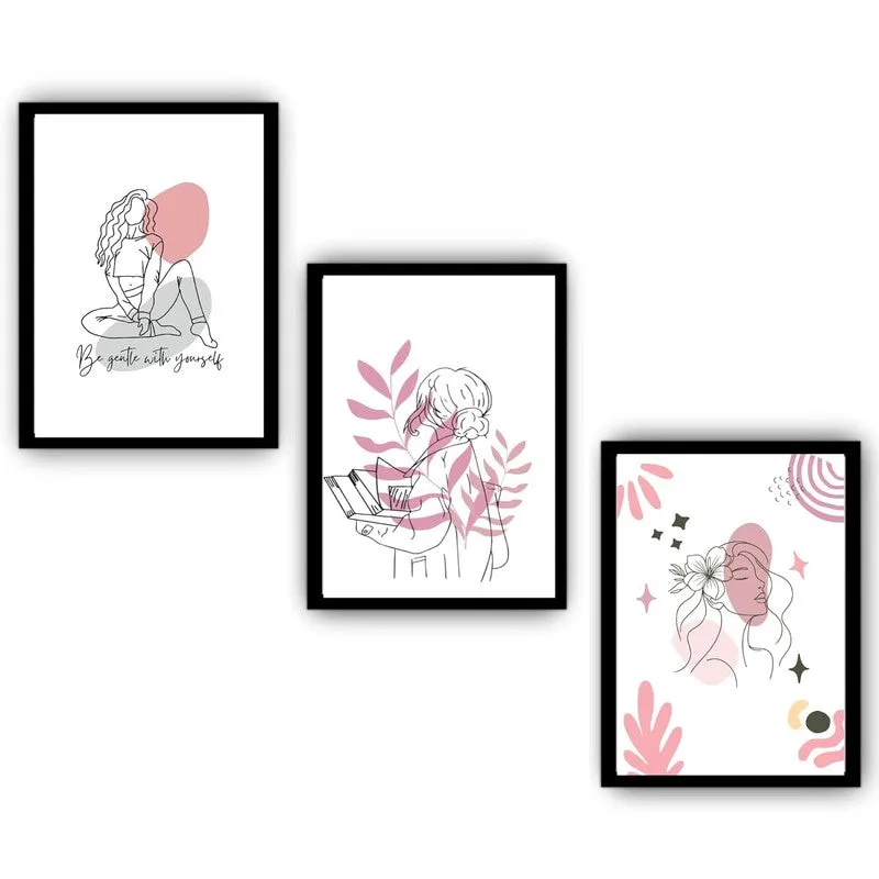Pink Persona Paper Wall Painting With Frame - Black media 5