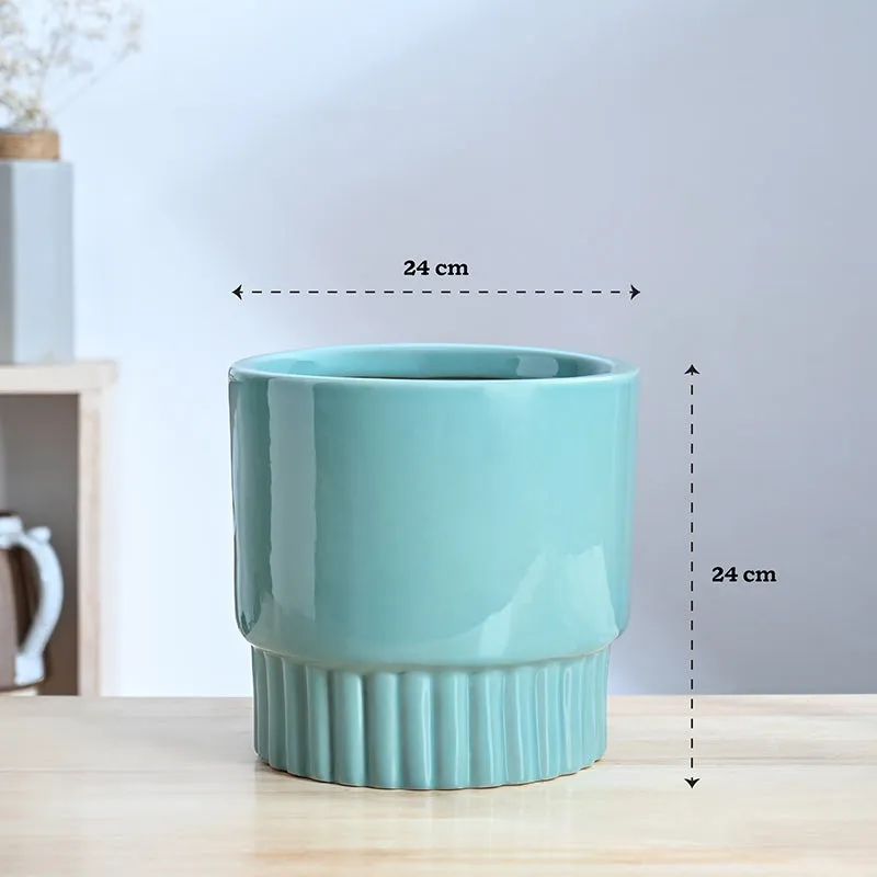 Ugaoo Sleepy Sprout Round Ceramic Planter - Blue media 8