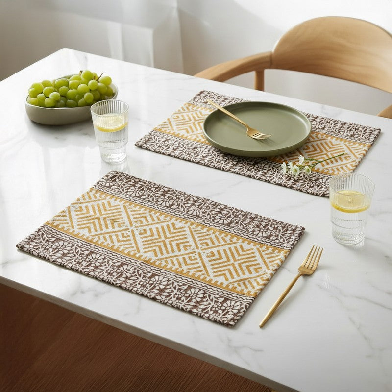 Linear Chic Canvas Table Mats - Set Of Two