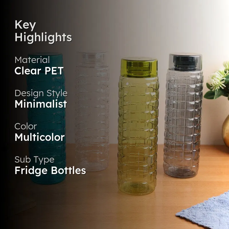 AquaGrid Multicolor Clear PET Bottle (1000 mL Each) - Set Of Four media 2